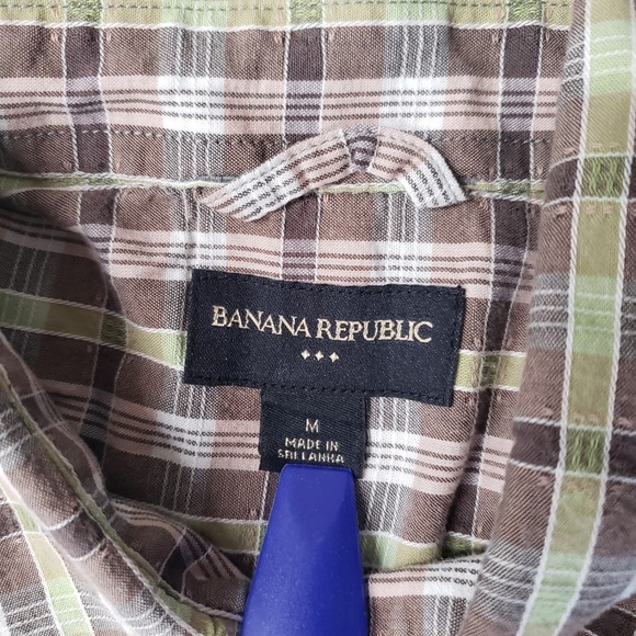 Banana Republic Plaid Short Sleeve Button Down Shirt Mens M Gorpcore Casual - Picture 4 of 6